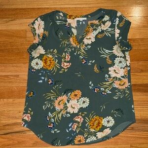 Fun 2 Fun green floral blouse